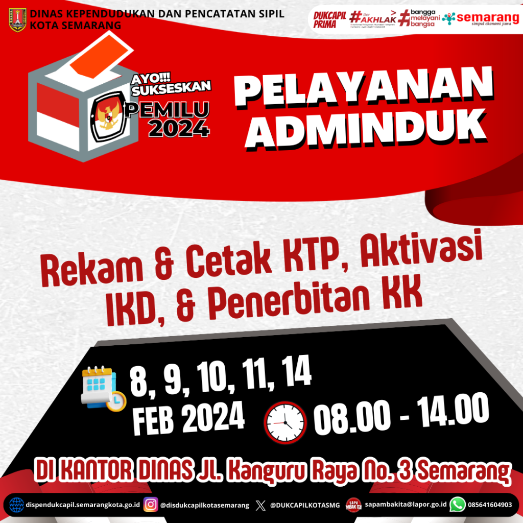 PELAYANAN ADMINDUK 8,9,10,11 DAN 14 FEBRUARI 2024