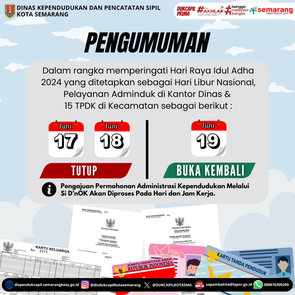 LIBUR PELAYANAN – HARI RAYA IDUL ADHA 2024
